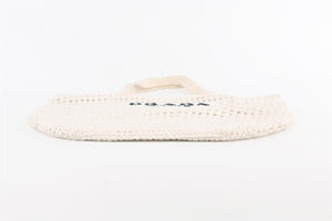 PRADA WHITE RAFFIA TOTE BAG