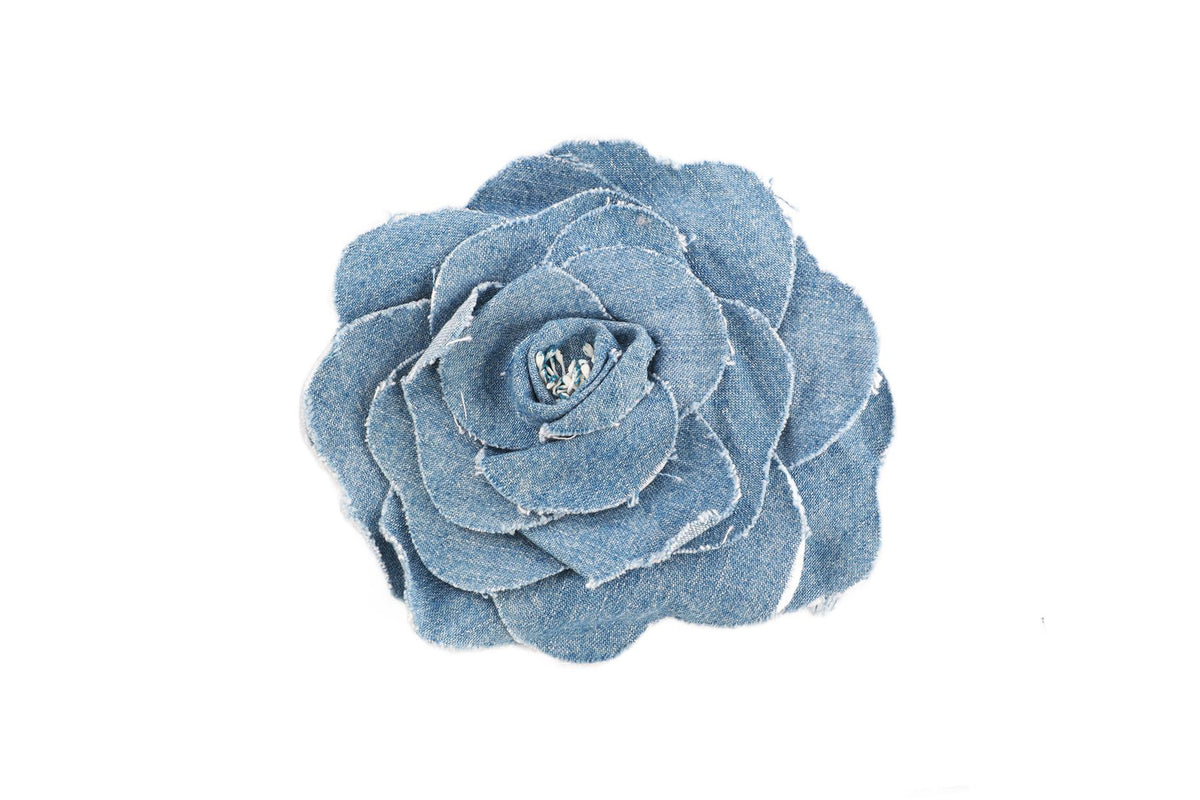 ALBERTA FERRETTI BLUE DENIM BROOCH