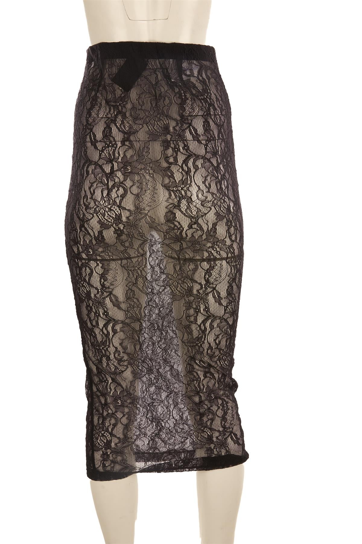 WARDROBE NYC BLACK LACE MIDI SKIRT XSMALL