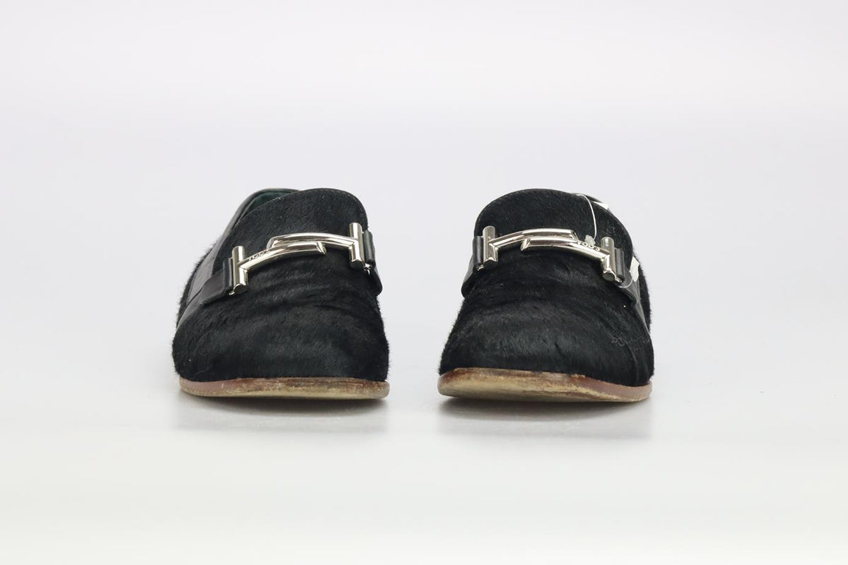 TOD'S CALF HAIR AND LEATHER LOAFERS EU 39.5 UK 6.5 US 9.5