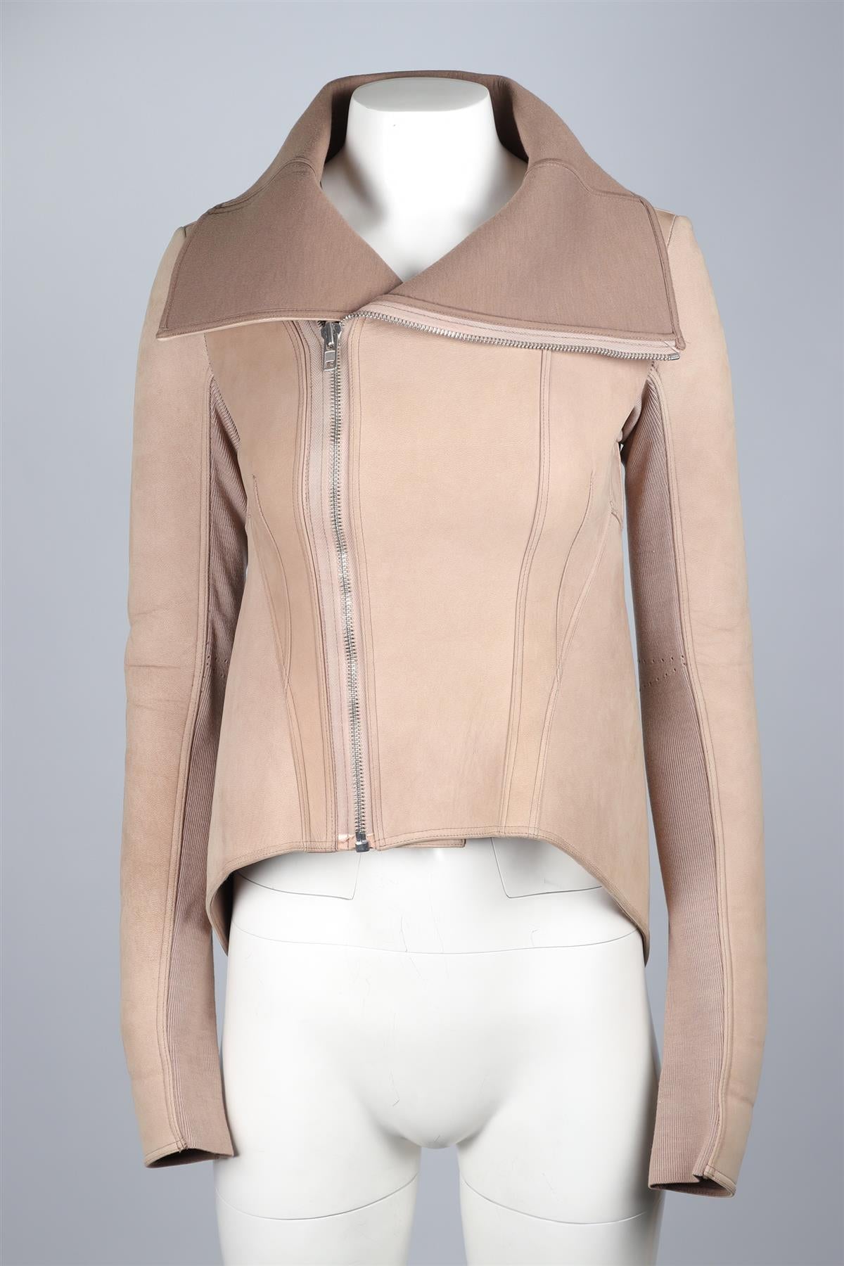 RICK OWENS LILIES BEIGE SUEDE JACKET UK 8
