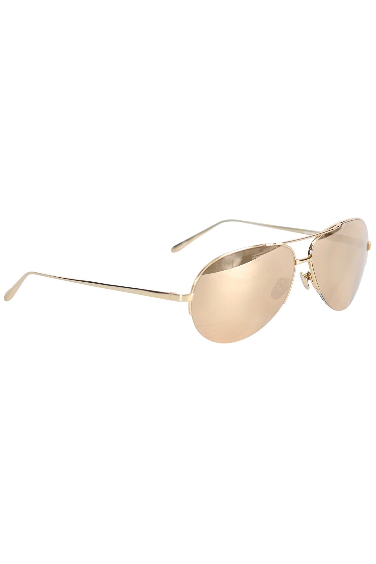 LINDA FARROW ROUND FRAME METAL SUNGLASSES