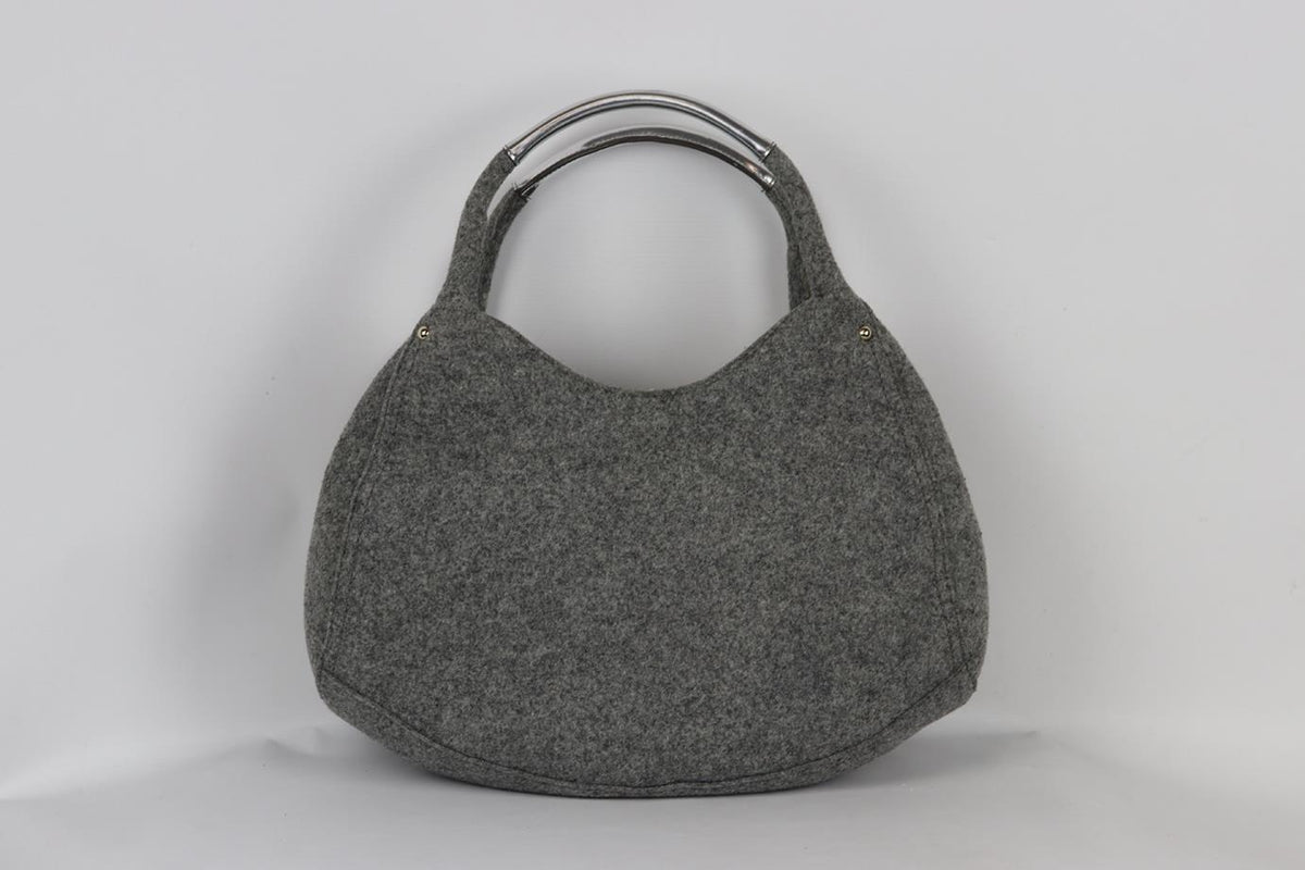 KATE SPACE LEATHER TRIMMED WOOL FELT SHOULDER BAG