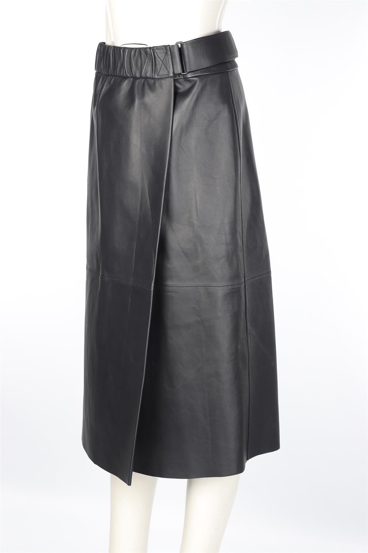 ACNE STUDIOS NAVY LEATHER MIDI SKIRT UK 10