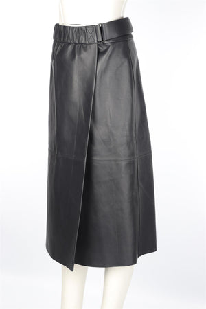 ACNE STUDIOS NAVY LEATHER MIDI SKIRT UK 10
