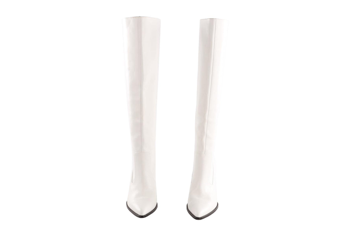 HUISHAN ZHANG WHITE LEATHER KNEE HIGH BOOTS EU 40 UK 7