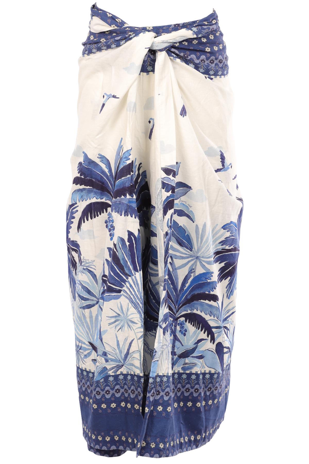 FARM RIO BLUE LINEN PANTS MEDIUM