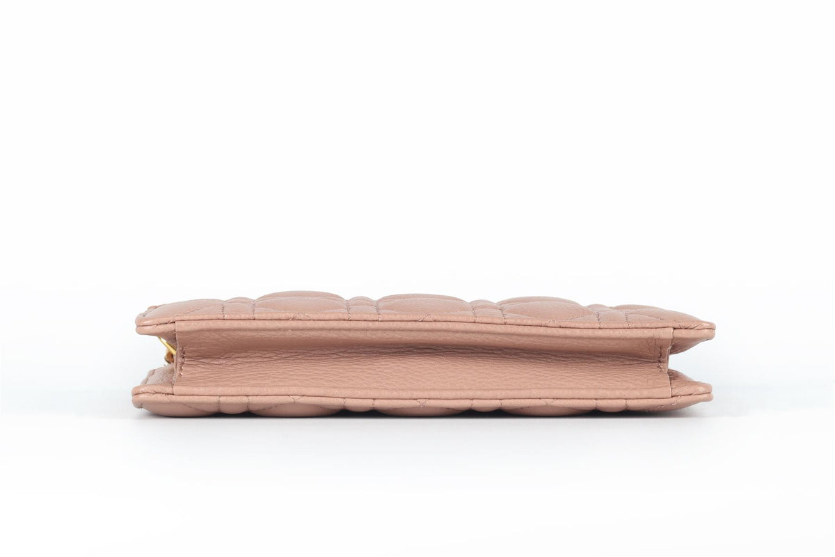 CHRISTIAN DIOR NUDE 2022 CARO CANNAGE LEATHER SHOULDER BAG