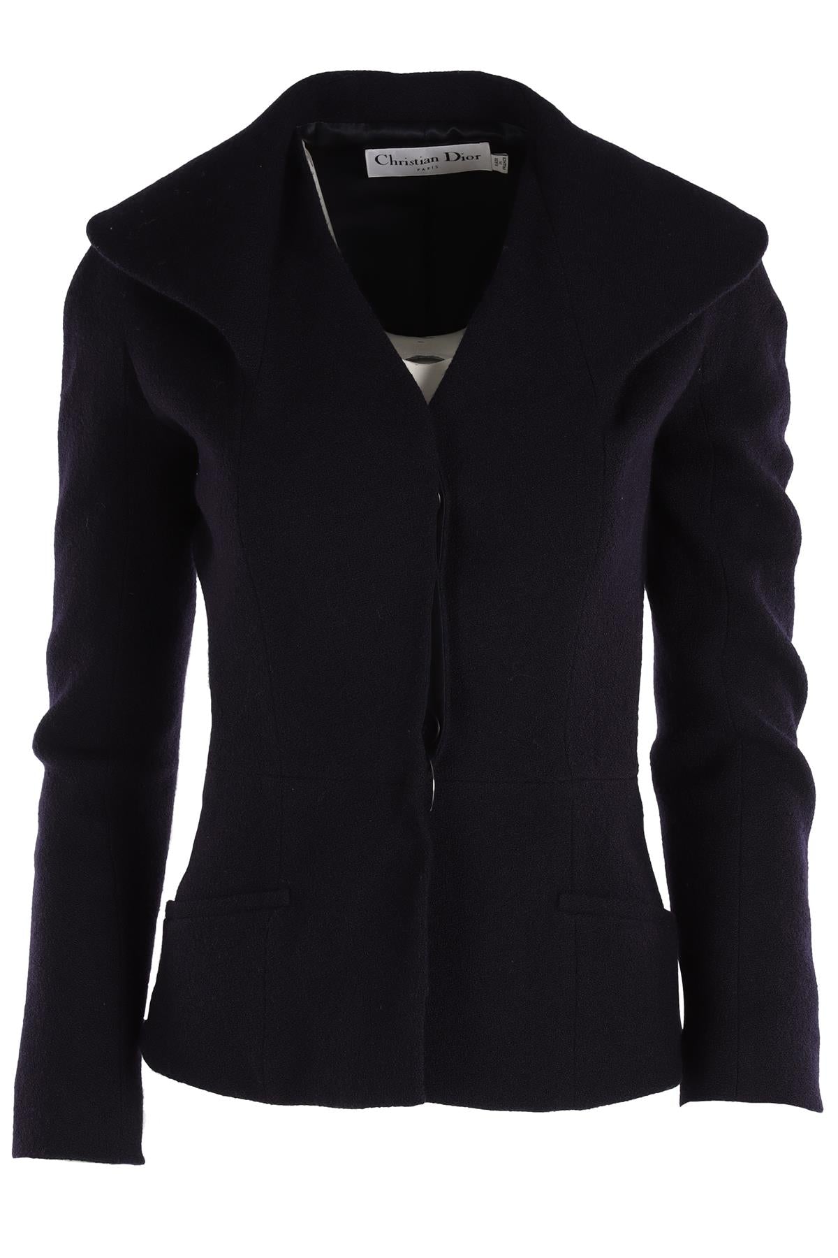 CHRISTIAN DIOR NAVY WOOL JACKET FR 36 UK 8