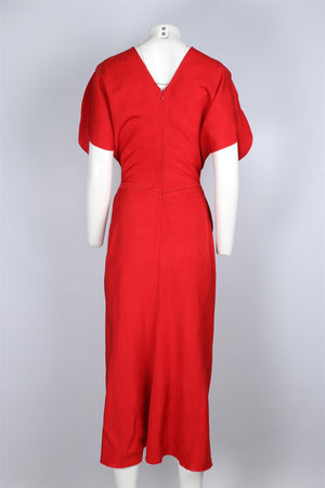VICTORIA BECKHAM RED VISCOSE MIDI DRESS UK 14