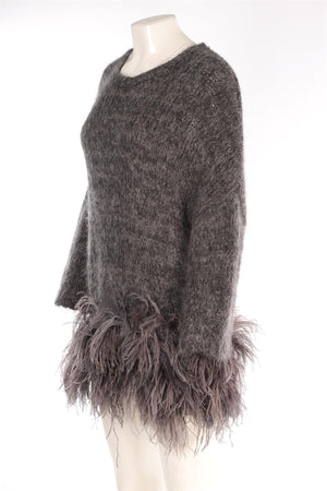 DRIES VAN NOTEN GREY ALPACA MINI DRESS SMALL