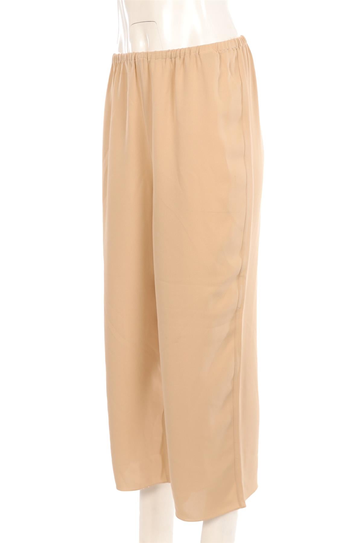 THEORY BEIGE SILK WIDE LEG PANTS SMALL