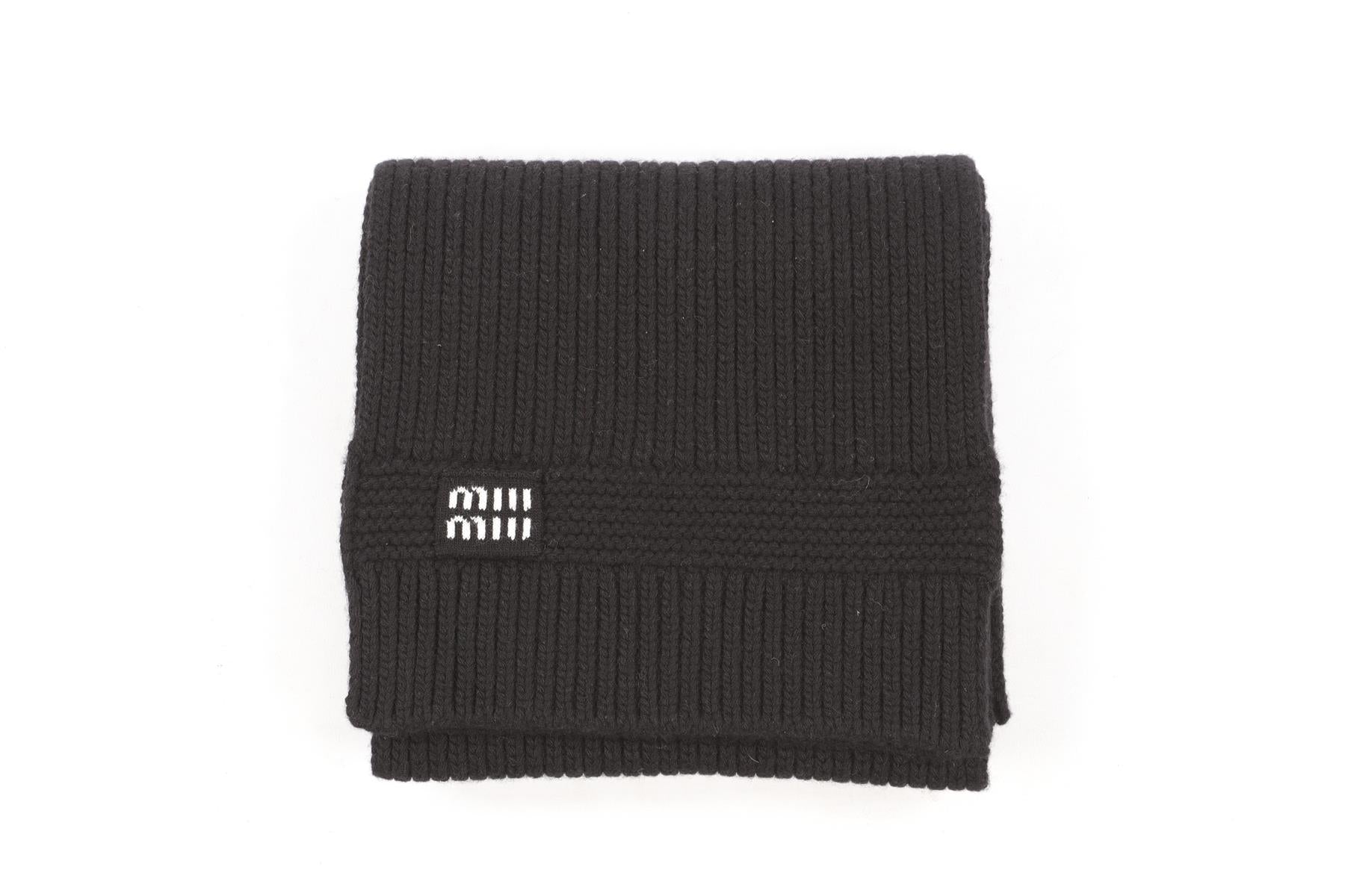 MIU MIU BLACK WOOL SCARF