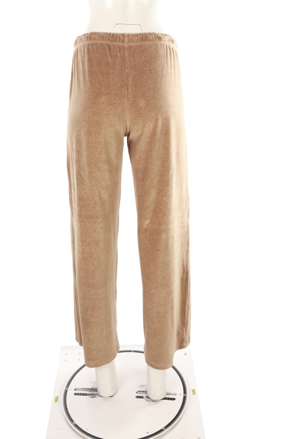 TAN VELVET WIDE LEG PANTS