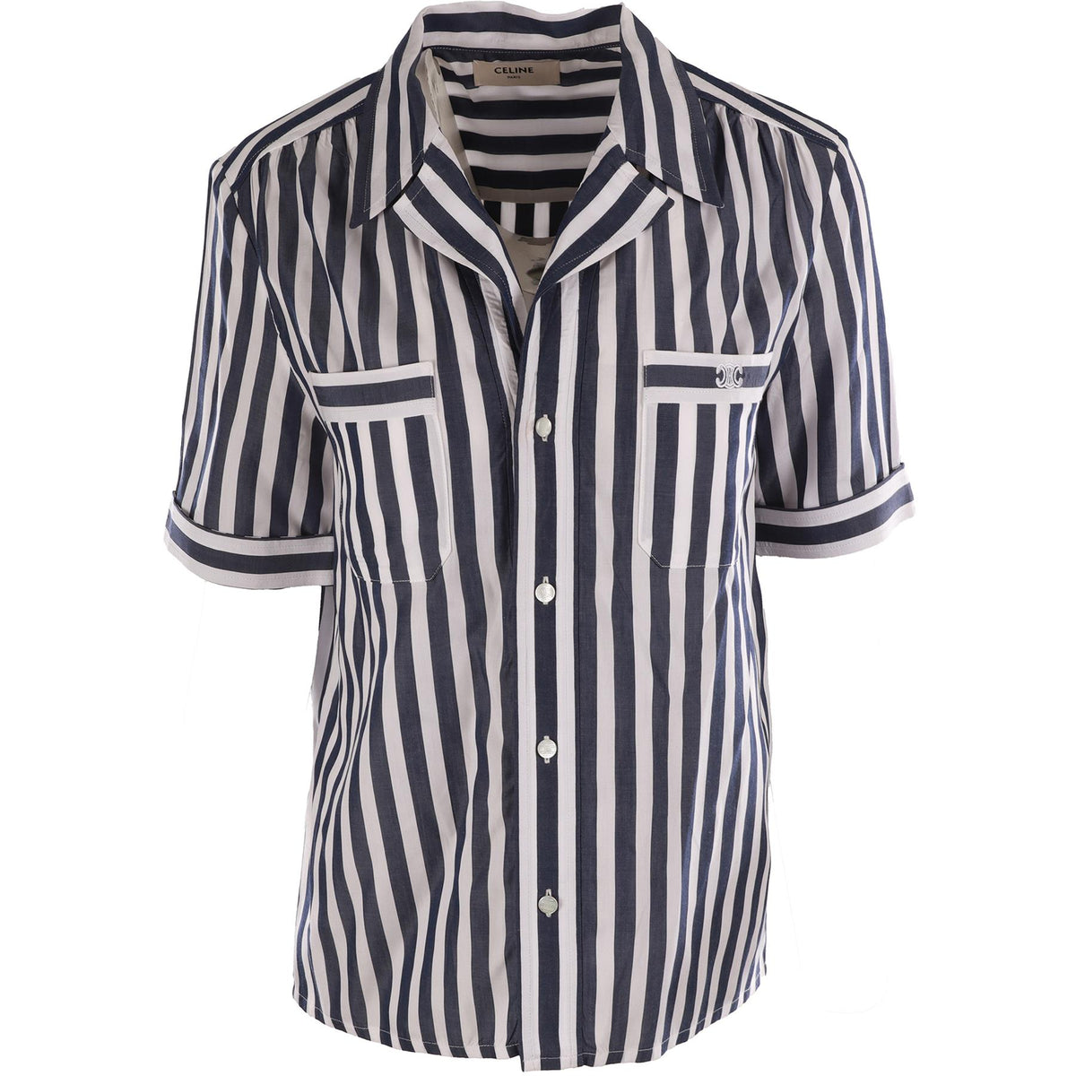 CELINE BLUE TRIOMPHE COTTON SHIRT FR 36 UK 8