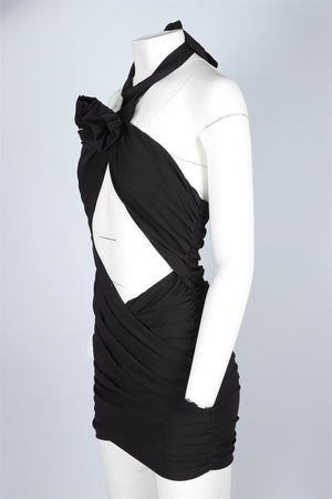 MAGDA BUTRYM BLACK SILK MINI DRESS FR 36 UK 8