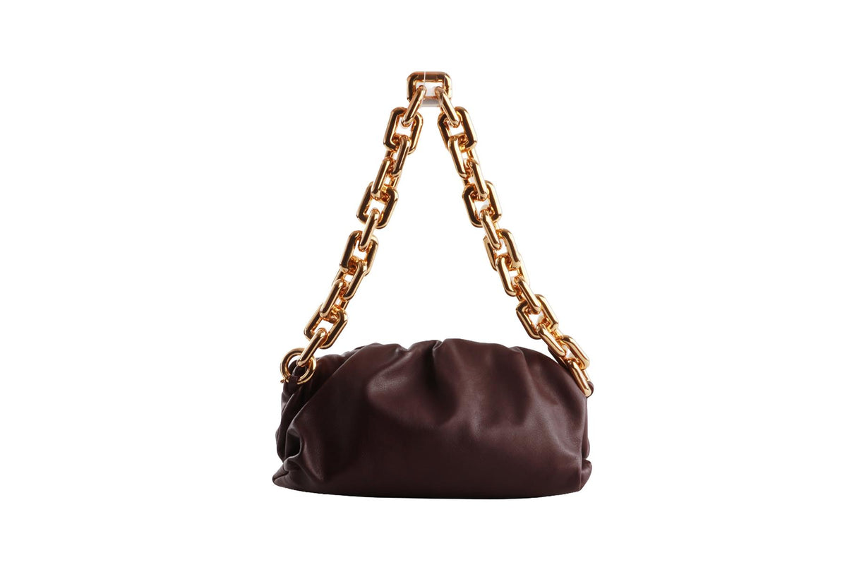 PURPLE THE CHAIN POUCH LEATHER SHOULDER BAG