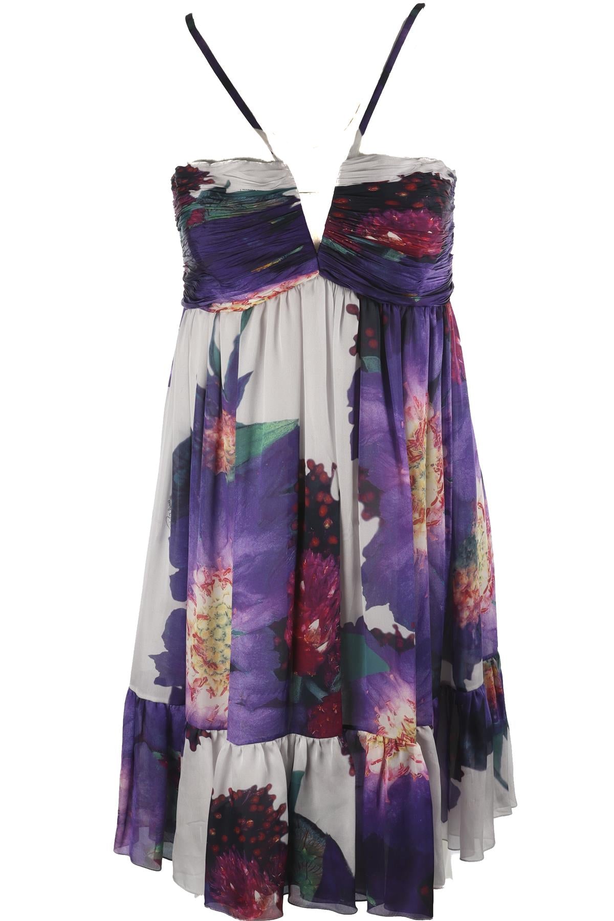 ROBERTO CAVALLI MULTI SILK MINI DRESS IT 42 UK 10