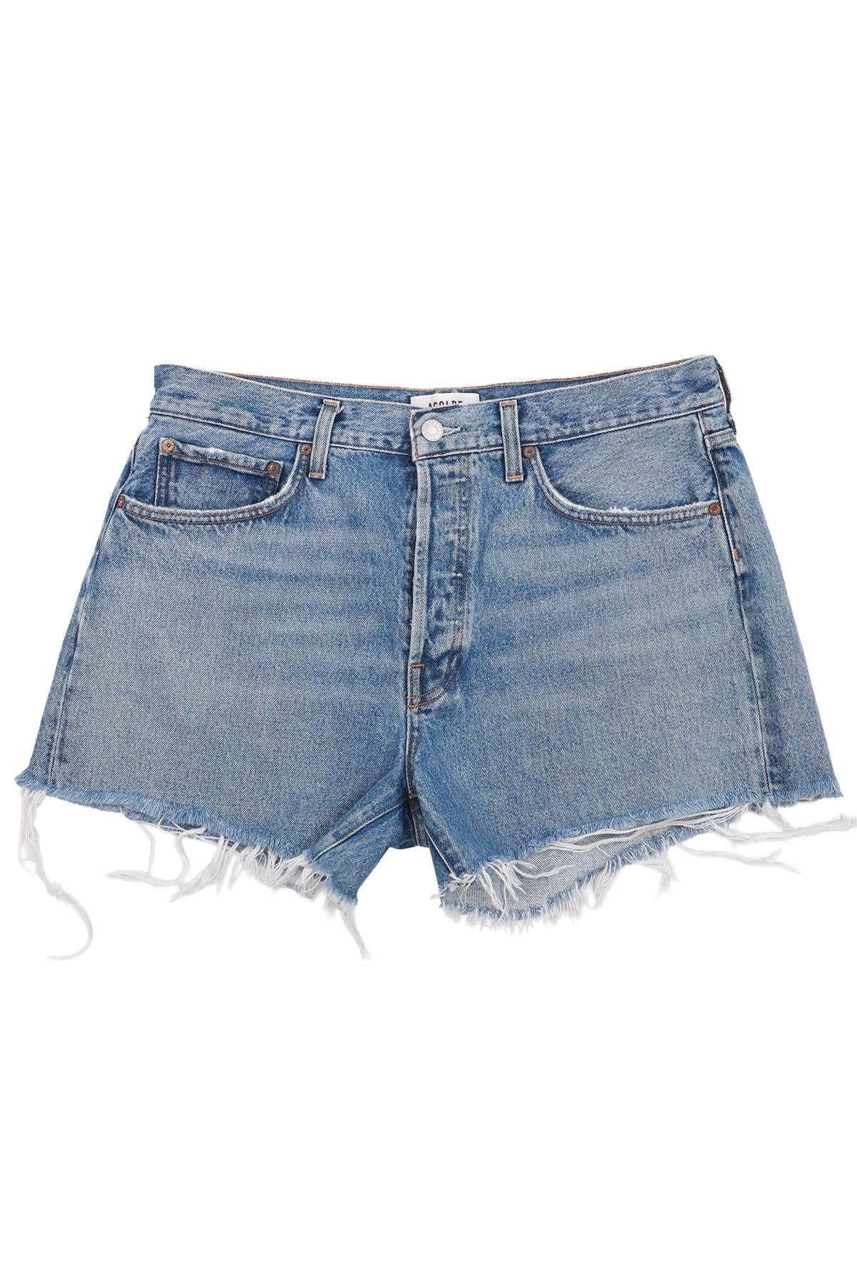 AGOLDE BLUE HIGH RISE DENIM SHORTS W30 UK 12