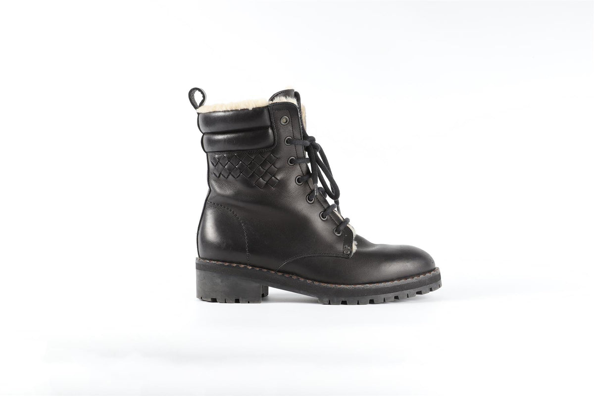 BOTTEGA VENETA BLACK LEATHER ANKLE BOOTS EU 36.5 UK 3.5 US 6.5