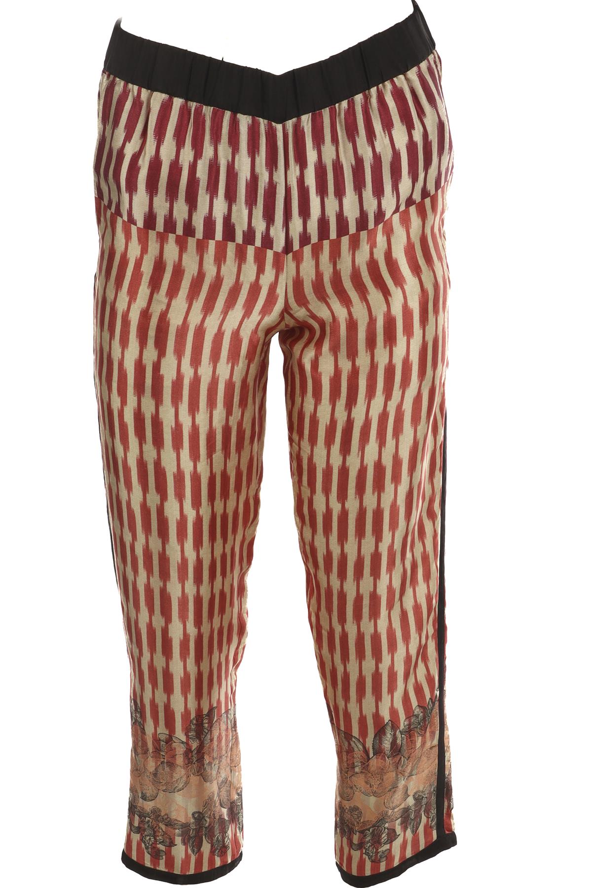 FORTE FORTE MULTI SILK STRAIGHT LEG PANTS UK 8