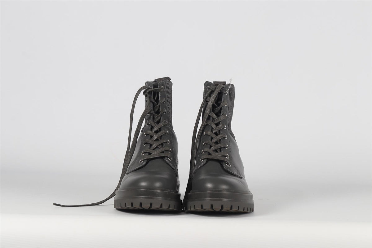 GIANVITO ROSSI GREY LEATHER ANKLE BOOTS EU 39 UK 6 US 9