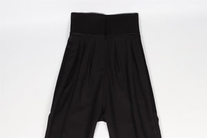 LANVIN BLACK SATIN AND WOOL BLEND STRAIGHT LEG PANTS FR 36 UK 8