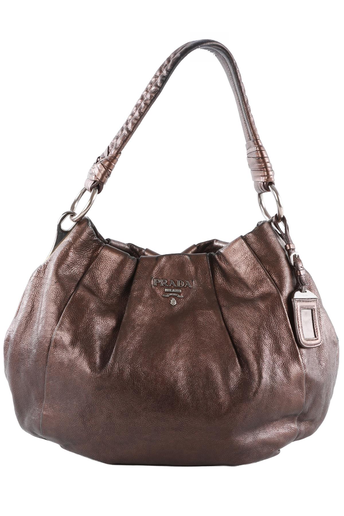 PRADA METALLIC GLACE MORDORE LEATHER SHOULDER BAG