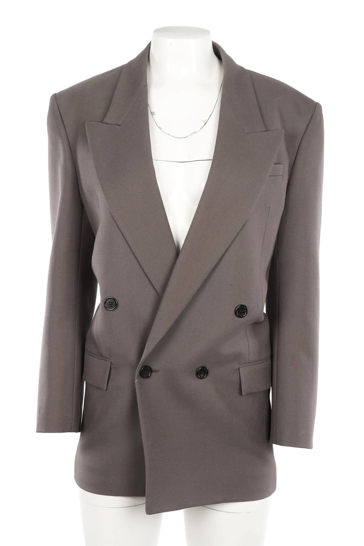 SAINT LAURENT GREY WOOL BLAZER FR 36 UK 8