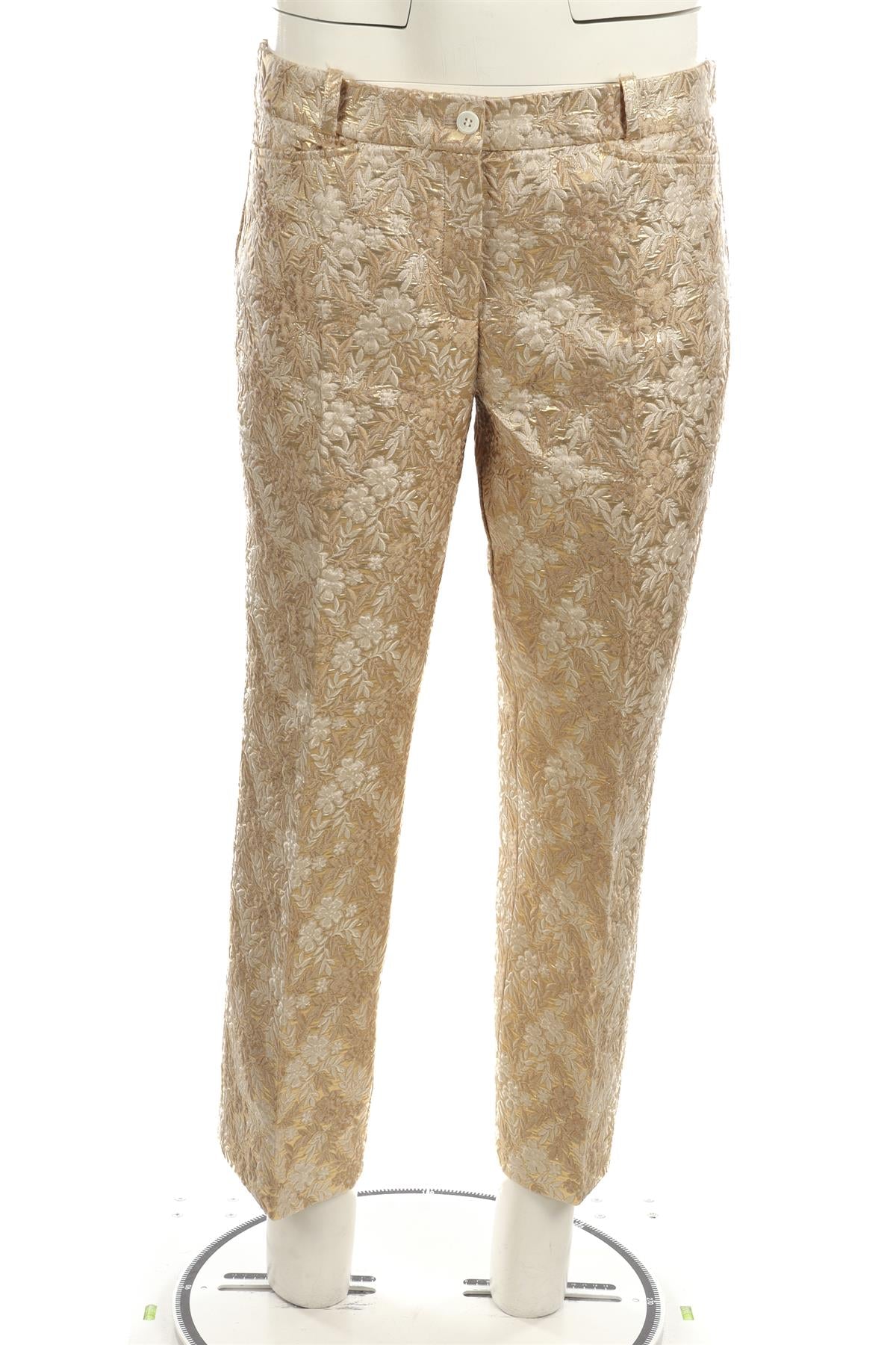MICHAEL KORS COLLECTION GOLD JACQUARD STRAIGHT LEG PANTS IT 42 UK 10