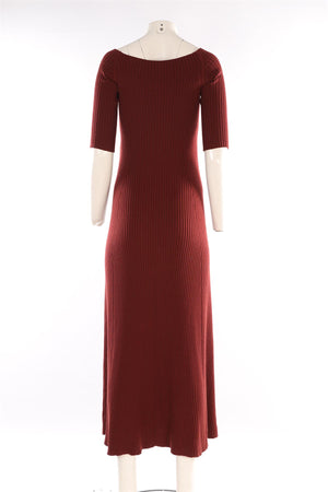 CHLOÉ BURGUNDY WOOL MAXI DRESS MEDIUM