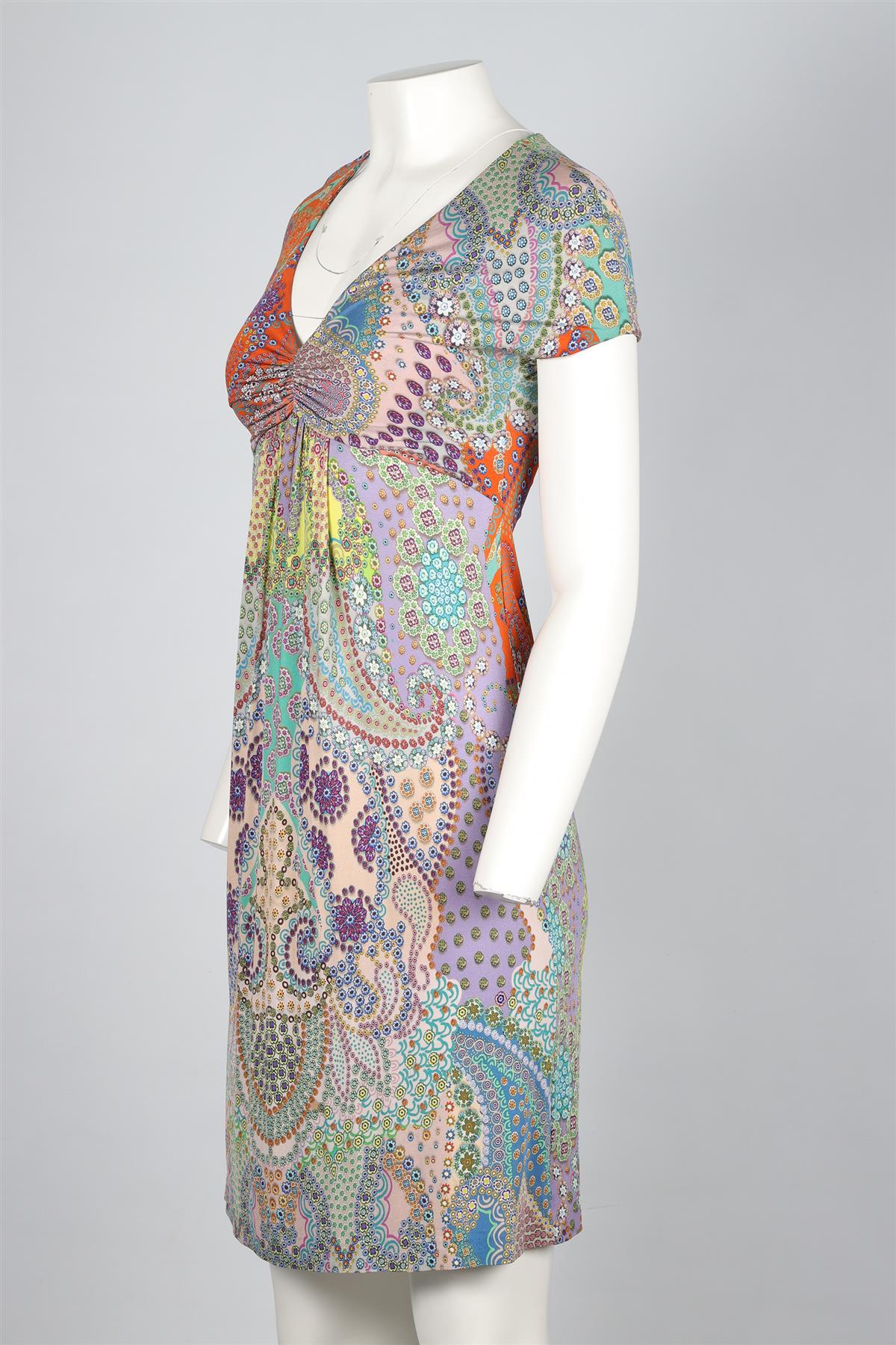ETRO MULTI SILK MINI DRESS IT 38 UK 6