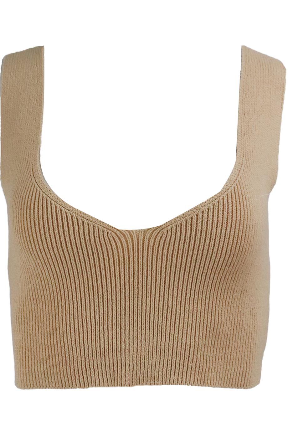 A.L.C. CROPPED RIBBED COTTON BLEND TOP MEDIUM