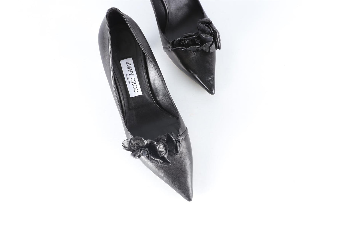 JIMMY CHOO BLACK LEATHER PUMPS EU 40 UK 7 US 10