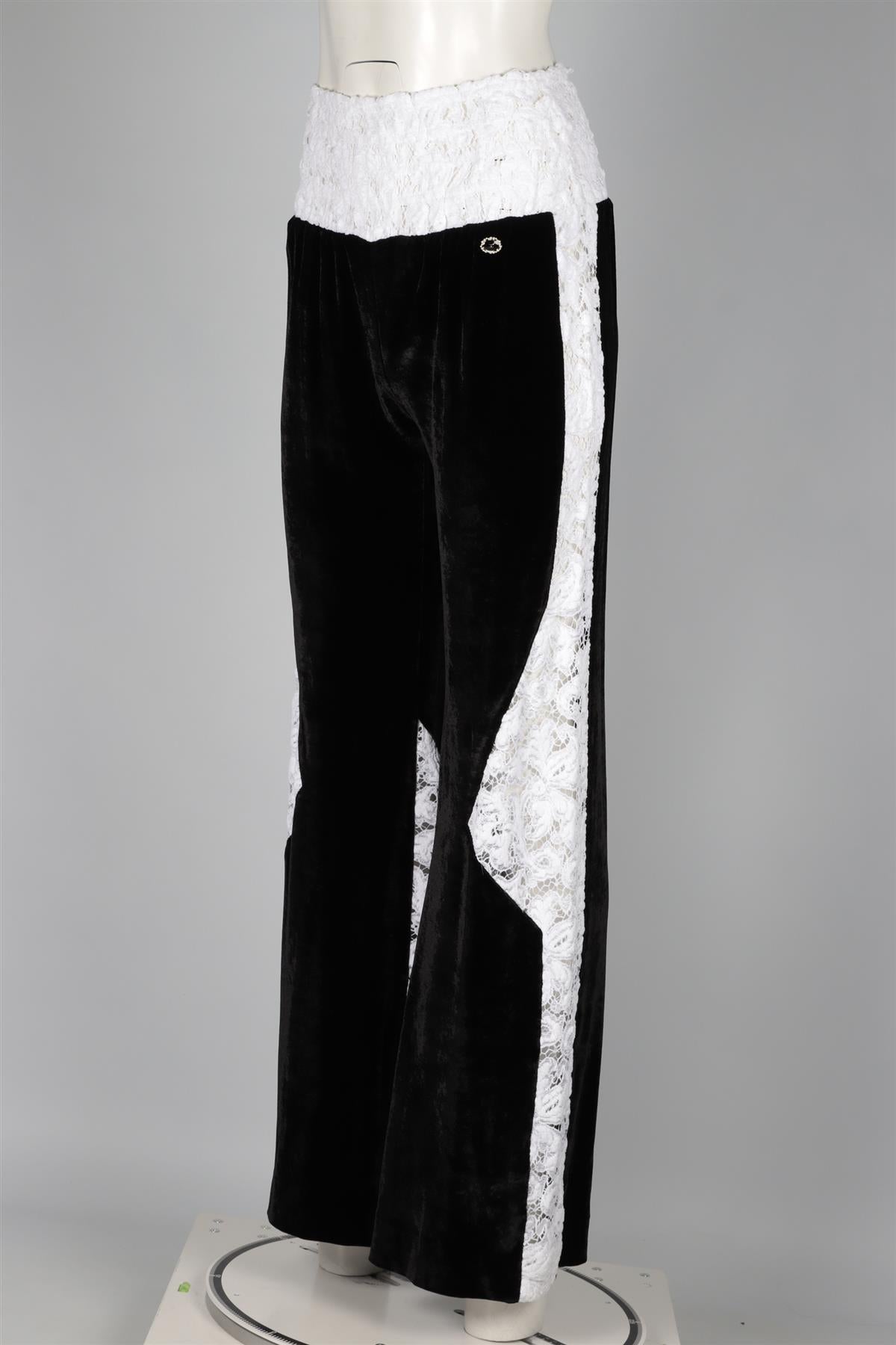 CHANEL BLACK 2021 VELVET WIDE LEG PANTS FR 38 UK 10