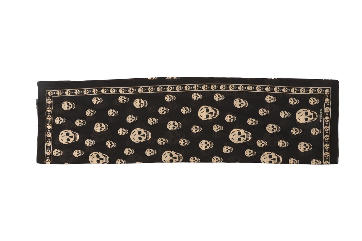 ALEXANDER MCQUEEN BLACK COTTON SCARF