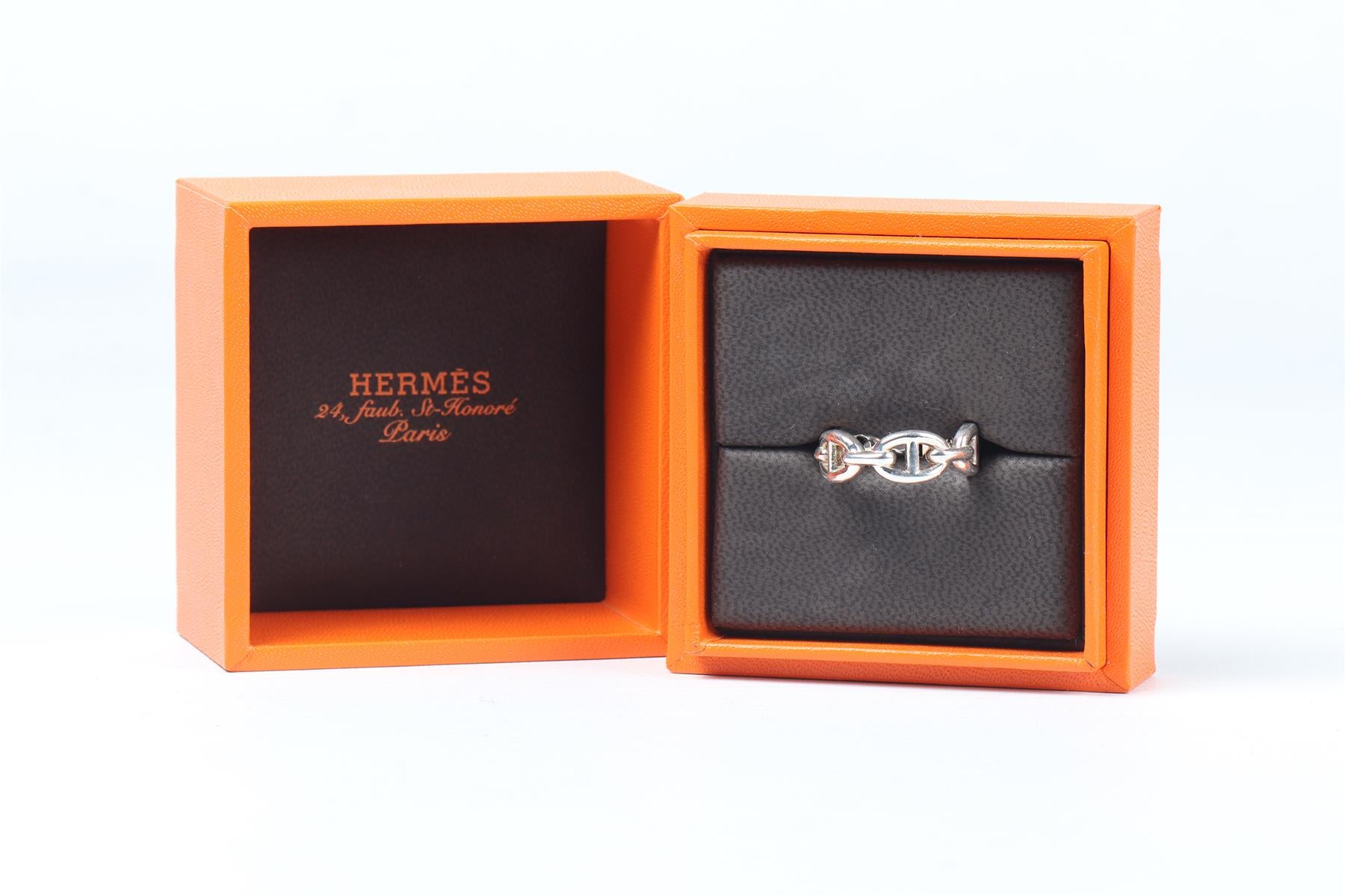 HERMÈS CHAINE D'ANCRE STERLING SILVER RING 55 MM