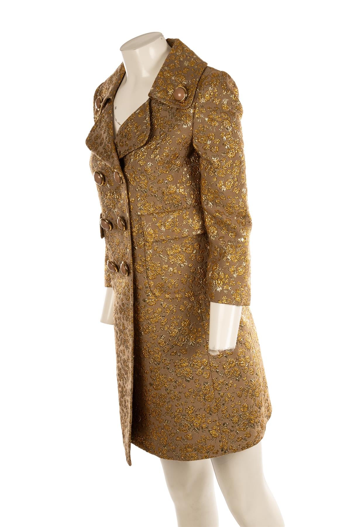 MICHAEL KORS COLLECTION GOLD WOOL COAT US 2 UK 6