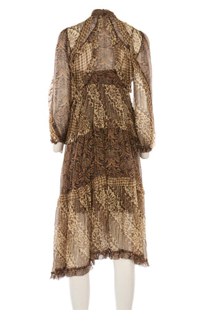 ZIMMERMANN BROWN CREPE MAXI DRESS UK 10