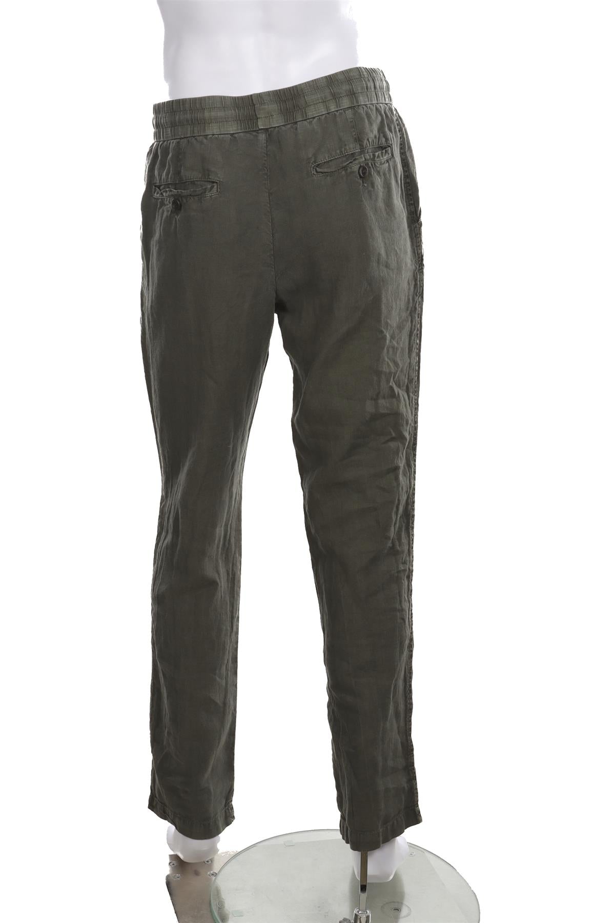 JAMES PERSE GREEN MENS LINEN STRAIGHT LEG PANTS SMALL