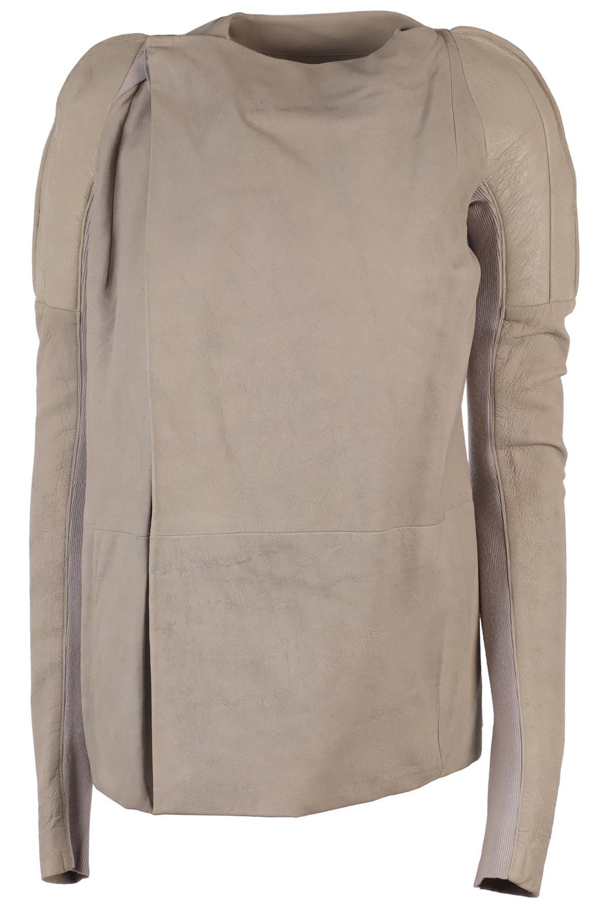 RICK OWENS GREY LEATHER JACKET IT 42 UK 10