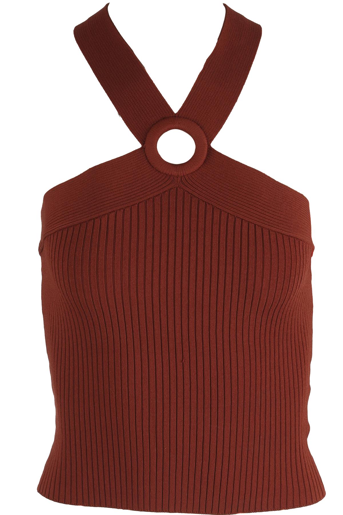 SANDRO BROWN KNIT TOP MEDIUM