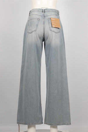 REFORMATION BLUE HIGH RISE WIDE LEG JEANS W28 UK 10