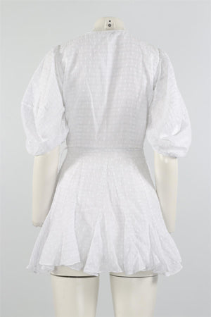 RHODE WHITE COTTON WRAP MINI DRESS MEDIUM