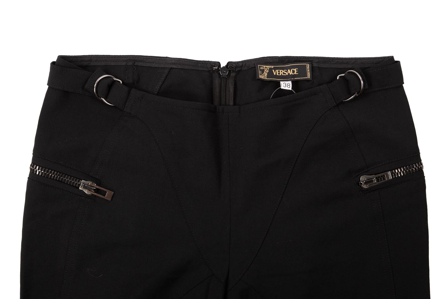 VERSACE BLACK VINTAGE COTTON STRAIGHT LEG PANTS IT 38 UK 6