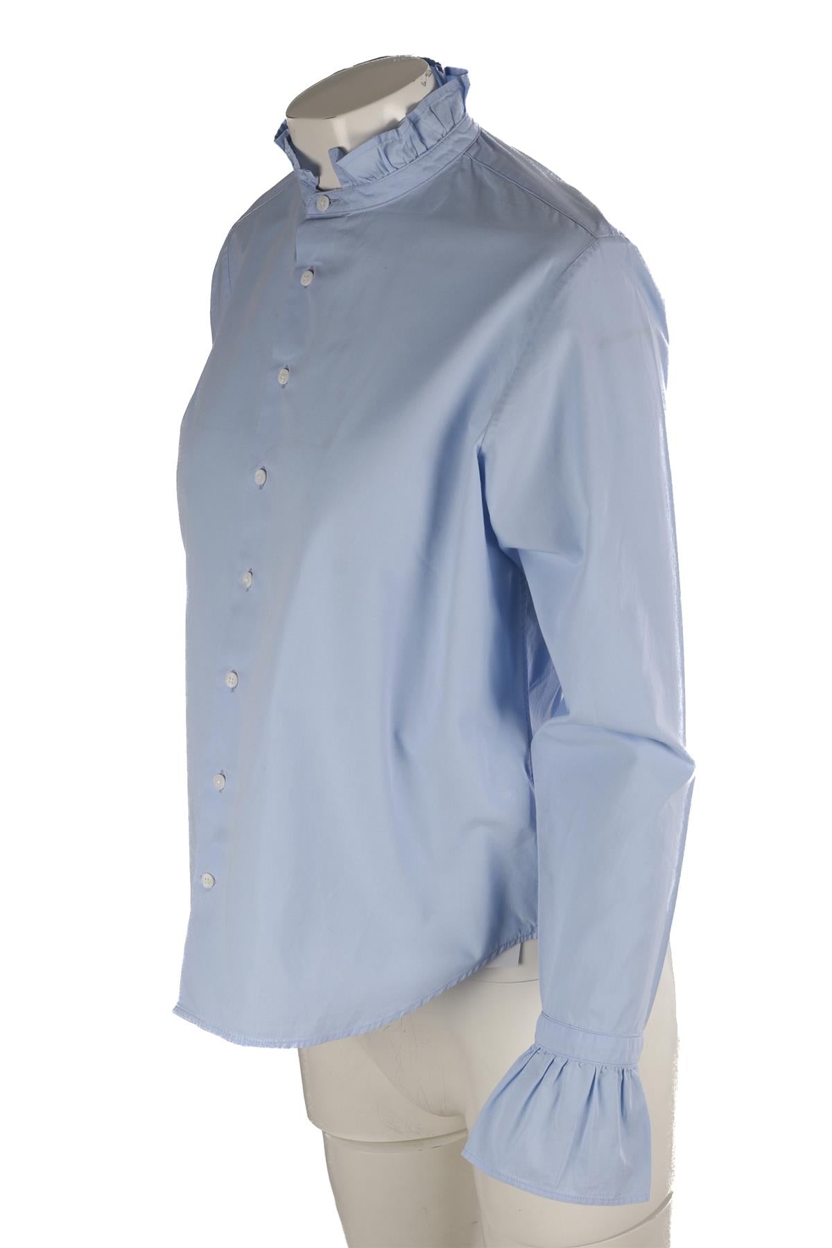 WITH NOTHING UNDERNEATH BLUE COTTON SHIRT UK 10
