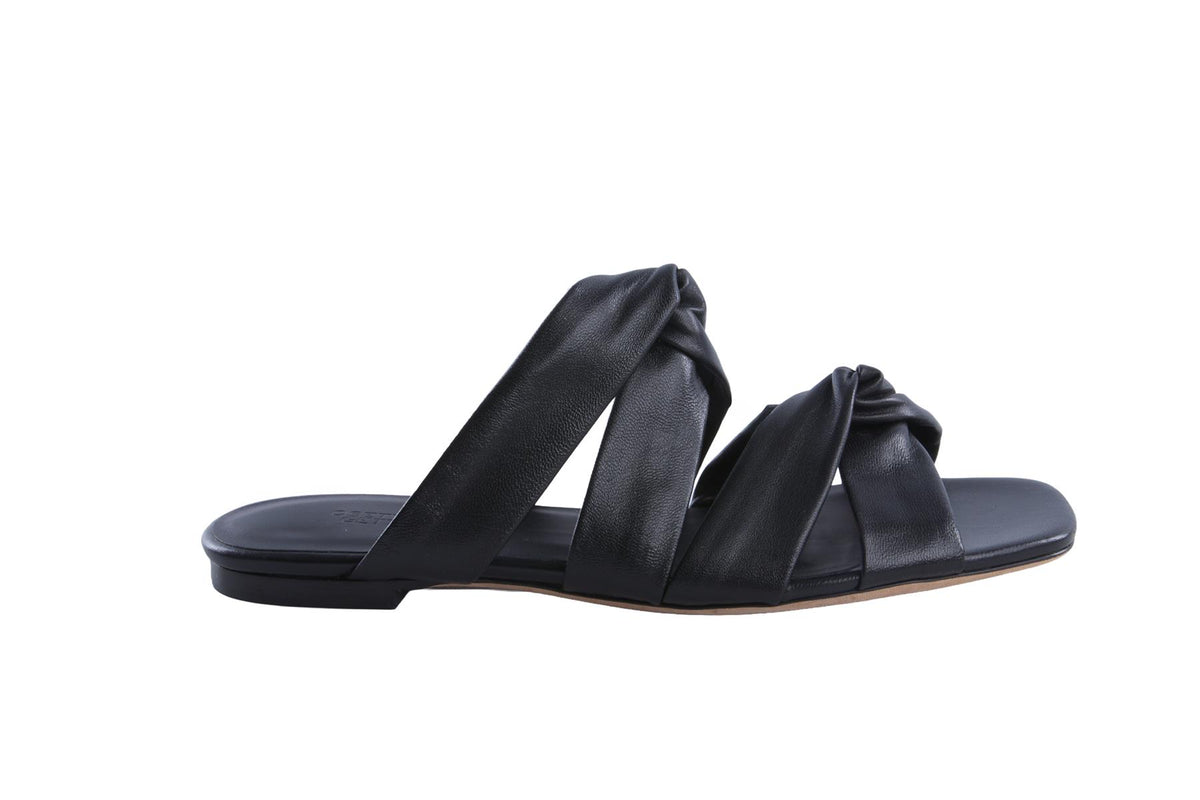 ROSETTA GETTY BLACK LEATHER SANDALS EU 39 UK 6 US 9