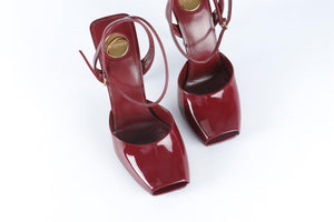 SAINT LAURENT RED LA SCANDALE PATENT LEATHER SANDALS EU 38.5 UK 5.5 US 8.5