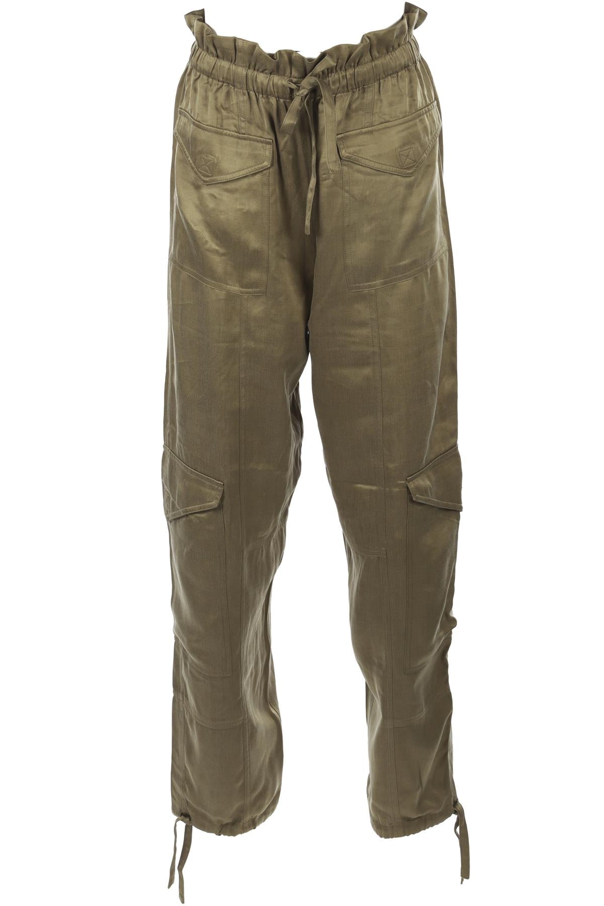 GANNI GREEN SATIN PANTS EU 36 UK 8