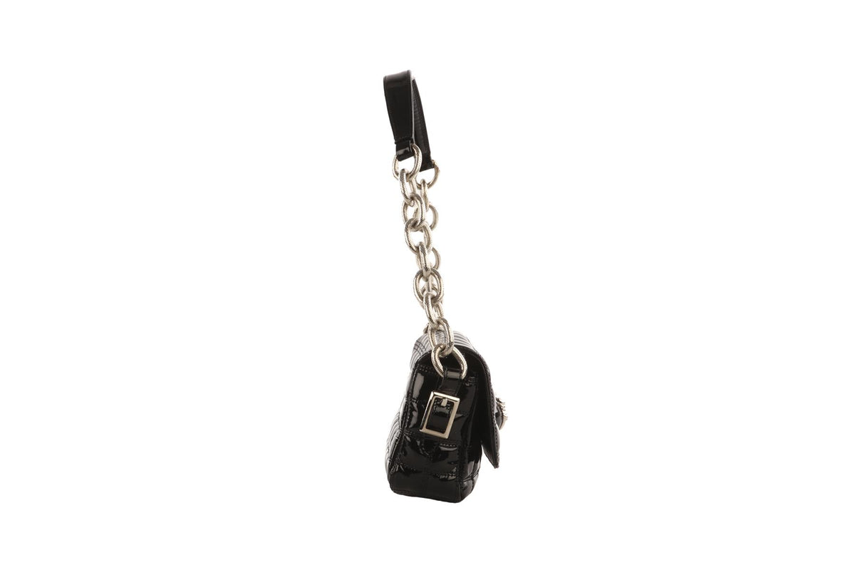QUENTIN MACKAY BLACK PATENT LEATHER SHOULDER BAG